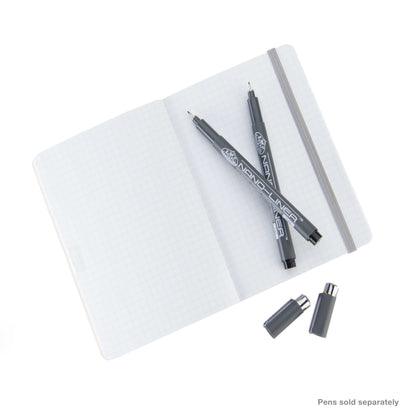 WAL-PTL-016142-2GY | Pentalic - 4"x 6" Gray Traveler Pocket Artist Journal, Drawing Sketchbook, 160 Pages, 74 lb. Grid Paper